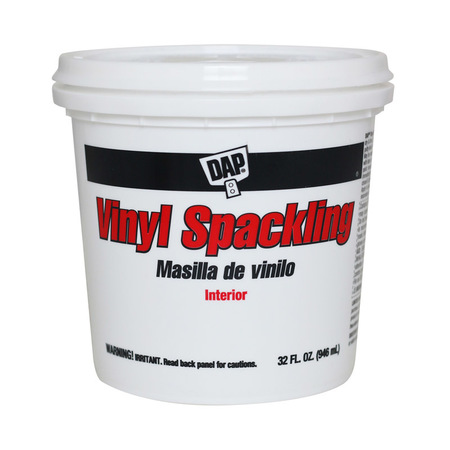 Dap Vinyl Spackling Paste, 1 qt, Tub, White 12132